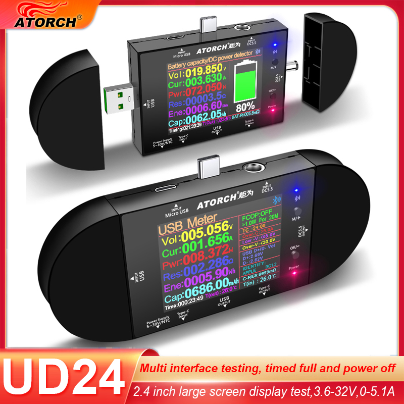 Logic Analyzer Usb - UD24 2.4'inch USB Tester DC5.5 Tipe-C