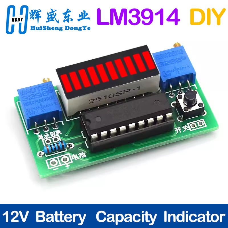 Diy Electronics Test Equipment - LM3914 10 segmen 3.7V Lithium 12V