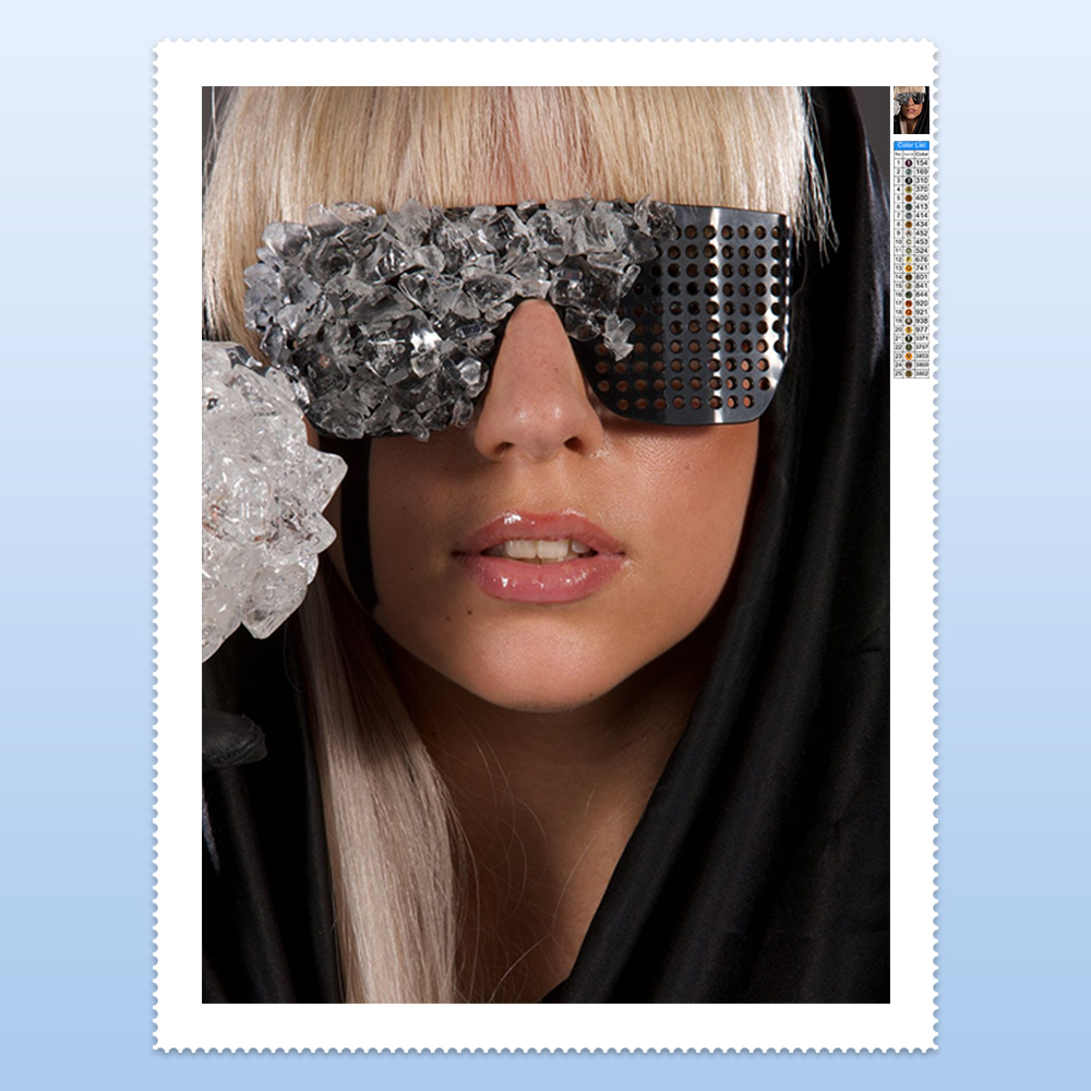Diy Electronics Art - L-Lady G-Gaga Lukisan Berlian Penyanyi Musik