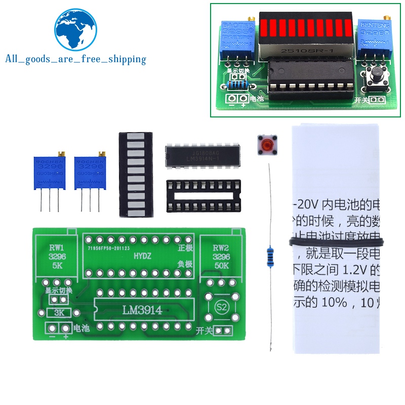 Diy Electronics Test Equipment - LM3914 10 segmen 3.7V Lithium 12V