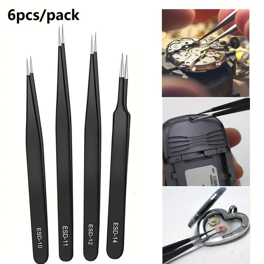 6 Buah Pinset ESD Presisi Anti - Diy Electronics Tool Kit ulasan dan harga
