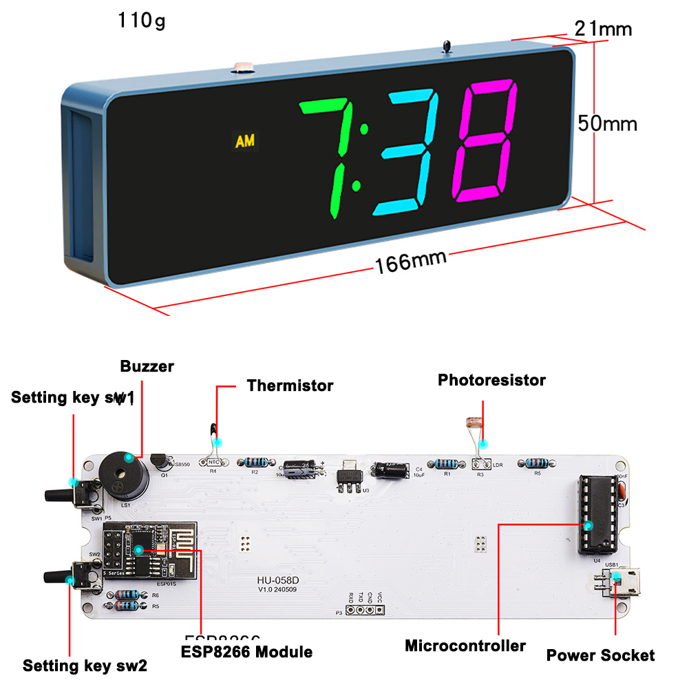 ESP8266 IoT jam WiFi warna-war - Useful Diy Electronics ulasan dan harga