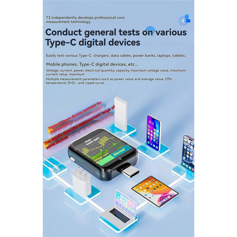 T3 USB-C Tester Digital Voltag - Logic Analyzer Usb ulasan dan harga