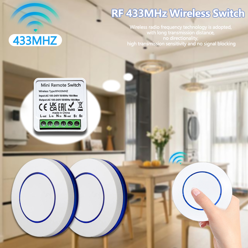 Sakelar Lampu Nirkabel 433HMz  - Diy Electronics Button ulasan dan harga