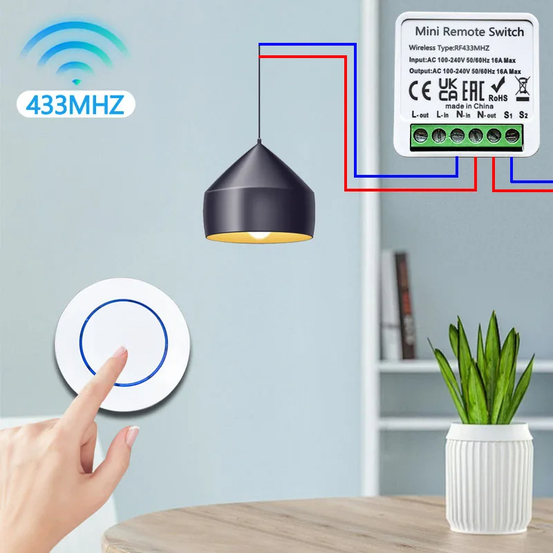 Sakelar Lampu Nirkabel 433HMz  - Diy Electronics Button ulasan dan harga
